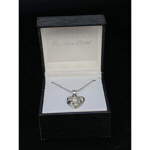 ATT Fine Silver Plated Mother Child Heart Pendant Gift Necklace Mother’s Day